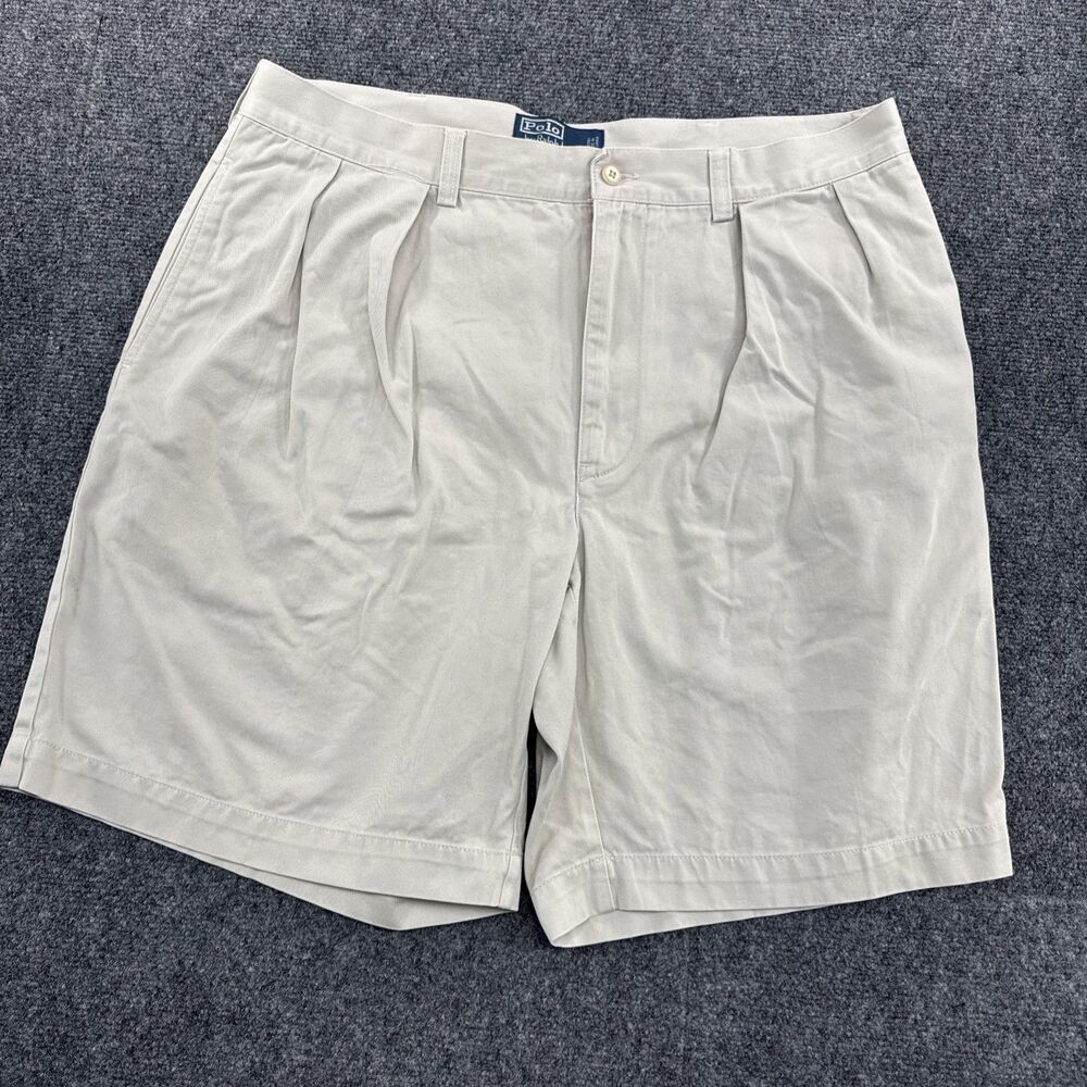 Polo Ralph Lauren Tyler Shorts Mens 38 Khaki Pleated Chino 100% Cotton